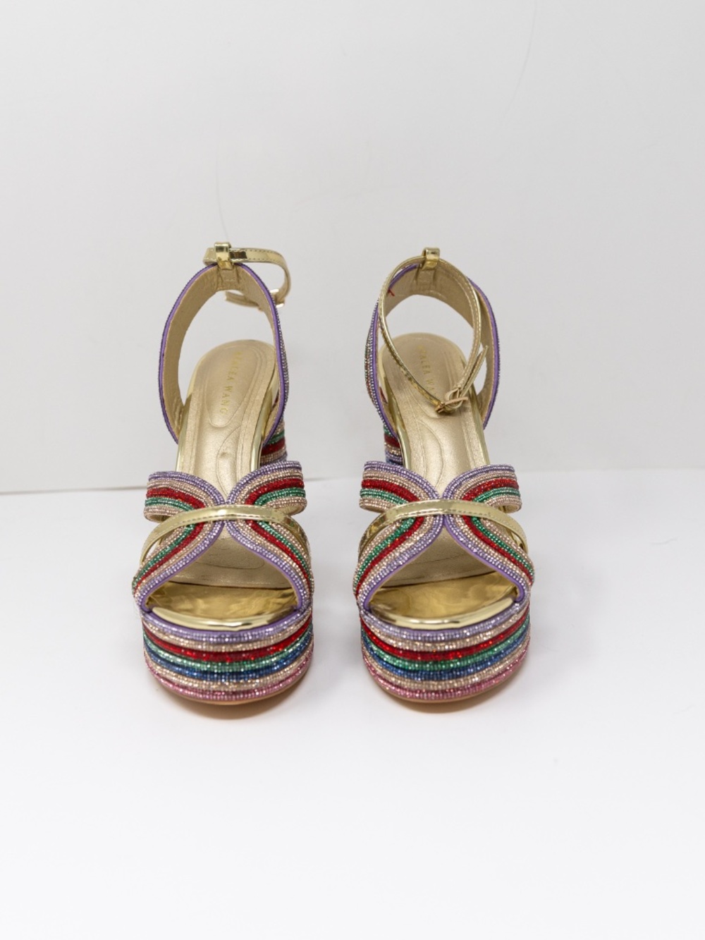 NEW Azalea Wang Kinslee Multi Diamond Rhinestone Rope Platform Heels Sandals 6.5 - Picture 2 of 4